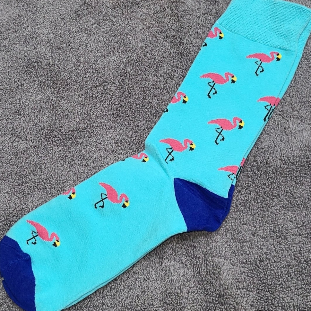 Pink flamingos! Blue toe socks - Picture 4 of 16